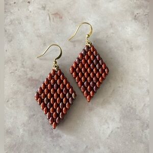 ✨Handmade Czech Rhombus Beaded Earrings